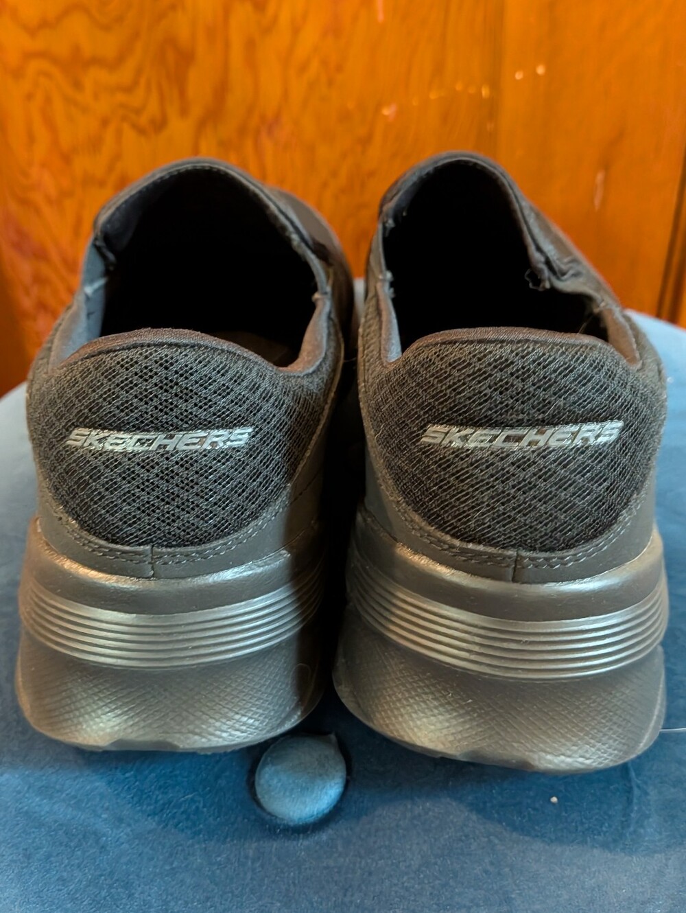 Skechers Mens Extra Wide 9.5/42.5 Black Slip-On Mesh Comfort Memory Foam Loafers - Picture 11 of 11